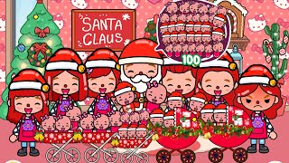 Santa Claus Adopted 100 Babies  Toca Life Story  Toca Boca [upl. by Aicilic400]