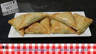 Bladerdeeghapjes met spinazie en feta  Recept  Koken met Marielle [upl. by Enytsirhc584]