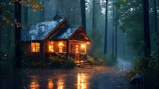 Escape to a Cozy Cabin Heavy Rain amp Thunderstorm Sounds for Deep Sleep amp Relaxation [upl. by Hadihsar]