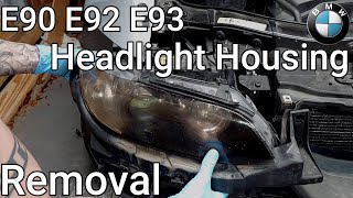 BMW E90 E91 E92 E93 Headlight Housing Removal  323i 325i 328i 330i 335i [upl. by Salina]