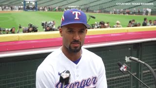 Texas Rangers players talk to media before 2023 MLB AllStar Game [upl. by Terena51]