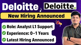 🔥Deloitte New Hiring Announced  2023 2024 BATCH Can Apply  Latest OffCampus Hiring  Apply Now [upl. by Sinnej988]