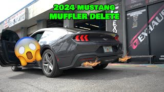 2024 Mustang Ecoboost Muffler DELETE with quad Chrome tips ⚠️OMG⚠️ 23 L 4cylinder [upl. by Wemolohtrab471]