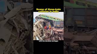 The scene of three trains derailing and colliding in India shortvideo shorts [upl. by Kcirdahs427]