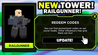 NEW RAILGUNNER TOWER amp CODE  Tower Defense X Roblox [upl. by Leopoldine]