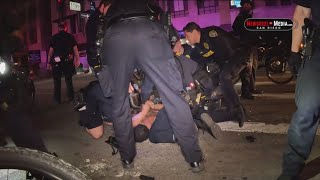 Violent clashes with San Diego police in Gaslamp caught on camera [upl. by Hsoj]