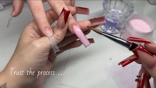 Step By Step Acrylic Nails Tutorial  Pink French [upl. by Marja]