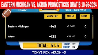 Eastern Michigan vs Akron 10262024 Week 9 Pronósticos GRATIS de Fútbol Universitario para Sabado [upl. by Burnaby175]