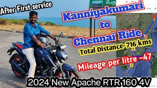 🔥Kanniyakumari to Tambaram ride Apache RTR 160 4V Solo ride [upl. by Anatak]