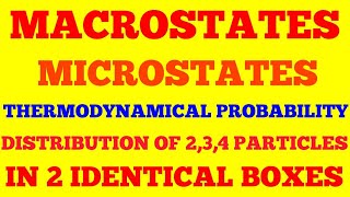 MICROSTATES MACROSTATES AND THERMODYNAMICAL PROBABILITY  DISTRIBUTION OF PARITICLES IN 2 BOXES [upl. by Devondra]