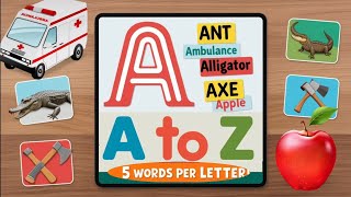 🅰️A to Z Vocabulary for Kids  5 words for A to Z Alphabets Alphabets with 5 wordsAlfa buddizABCD [upl. by Nosyk]