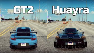 NFS Heat Porsche 911 GT2 RS vs Pagani Huayra BC  Drag Race [upl. by Anaj]