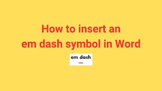 How to insert an em dash symbol in Word [upl. by Zindman970]