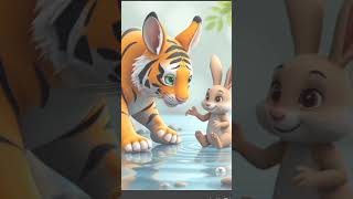 bunny rabbit and tiger conservation 3danimated rabbite cute [upl. by Ocer464]