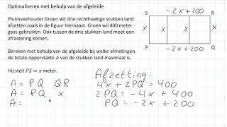 Optimaliseren met behulp van de afgeleide HAVO wiskunde B [upl. by Asylem]