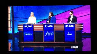 Jeopardy 121718 TRUE Daily Double this time for Jackie Fuchs 😜 [upl. by Asyl]