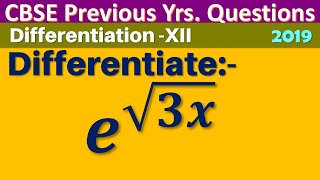 Differentiate e √3x with respect to x  Derivative of e power root 3x  CBSE 2019 [upl. by Lonergan]