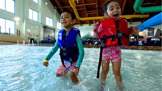 Indoor Water Park Adventure Family Fun Water Slides  Kiddos Play and Learn [upl. by Riella]