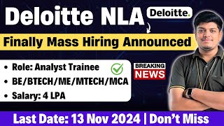 🔥Deloitte NLA Biggest Off Campus Hiring  Deloitte NLA 2025  Analyst Trainee Hiring Salary 4 LPA [upl. by Bucella]