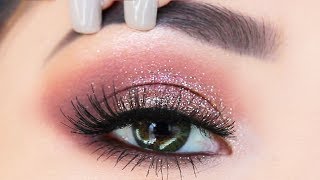 The EASIEST Glitter Eyeshadow Makeup Tutorial for Beginners  What to use to apply glitter [upl. by Jaqitsch]