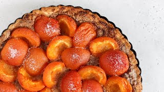 APRICOT TART with almond frangipane  plant based dessert [upl. by Leinnad]