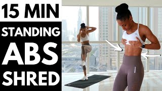 NO JUMPING STANDING ONLY ABS WORKOUT  FLAT STOMACH TOTAL CORE 🔥 [upl. by Nolrak479]