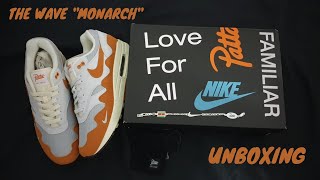 Patta x Nike Air Max 1 quotMonarchquot unboxing [upl. by Yesnyl]