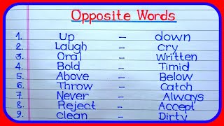 50 Opposite WordsOpposite Words in EnglishOpposite WordsUlta Shabd [upl. by Krenn]