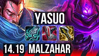 YASUO vs MALZAHAR TOP  7 solo kills  EUW Master  1419 [upl. by Annasus]