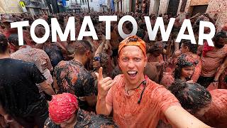 I Survived The Worlds Largest Food Fight La Tomatina [upl. by Alletniuq929]