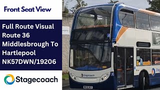 Full Route Visual  Stagecoach North East Route 36 Middlesbrough To Hartlepool NK57DWN19206 [upl. by Fates]