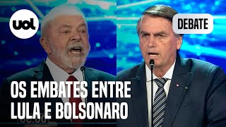 Debate os embates entre Bolsonaro e Lula durante o debate presidencial [upl. by Sirej599]