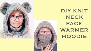 DIY KNIT HOODIE WITH NECK WARMER [upl. by Xxam]