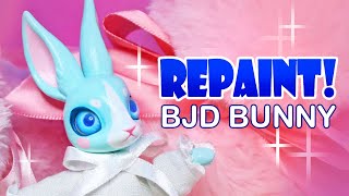 Repaint Easter Bunny BJD My first ball jointed doll from scratch Custom OOAK Doll [upl. by Aidam]