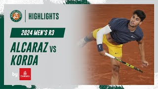 Alcaraz vs Korda Round 3 Highlights  RolandGarros 2024 [upl. by Knox]