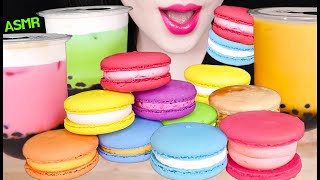 ASMR BOBA BUBBLE TEA RAINBOW MACARON TAPIOCA PEARLS 보바 버블티 레인보우 마카롱 타피오카 펄 먹방 EATING SOUNDS [upl. by Eybbob]