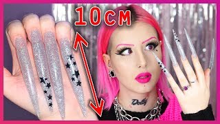 JESSAIE DES ONGLES DE 10CM 😥  Extreme Stilettos PressOn Nails [upl. by Idnak]