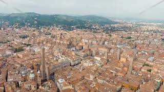 Bologna Italy Old Town Two Towers Le due Torri Garisenda and degli Asinelli Towers from the 1 [upl. by Woodhead]