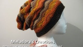 Wavy Stitch Slouch Hat  Crochet Tutorial Old Tutorial [upl. by Ynittirb507]