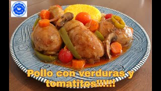 FACIL Y DELICIOSO POLLO CON VERDURAS Y TOMATE CAMBRAY [upl. by Xet]