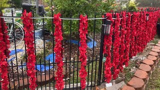 PART2 How To Decorate Front Yard Fence Using Clearance Christmas Floral Garland 2024 [upl. by Paige]