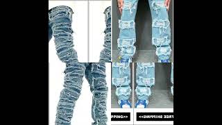 Ripped stacked denim flare jeans for men 2024 best styles [upl. by Tnecnev923]