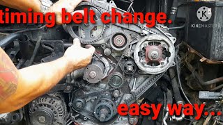 how to change timing belt mitsubishi 4d56hyundai d4bb very easy way [upl. by Frohne]