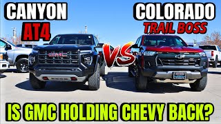 2024 GMC Canyon AT4 VS Chevy Colorado Trail Boss This Was Closer Than I Expected [upl. by Ardnad793]