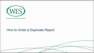 How to Order a Duplicate WES Report [upl. by Demeter]