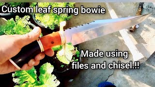 knife making Making a custom Bowie knife with special file work with only basic tools [upl. by Esiled]