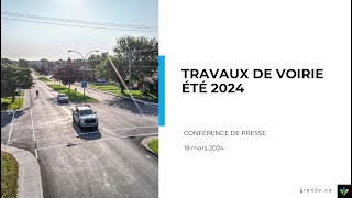 Travaux de voirie  Ville de Granby – été 2024 [upl. by Ennayllek]