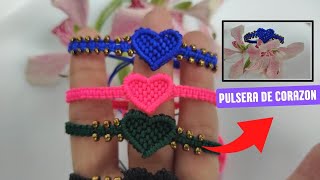 cómo hacer una pulsera de corazón en macramé ❤️ [upl. by Riehl]