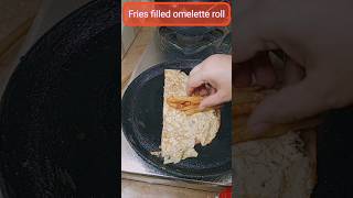 Fries filled omelette roll cookingvideo food breakfastfood saroshkhankitchen ytshorts [upl. by Elleynad930]