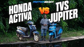 2024 TVS Jupiter vs Honda Activa 6G  Best 110cc Family Scooter  MotorBeam [upl. by Casey]